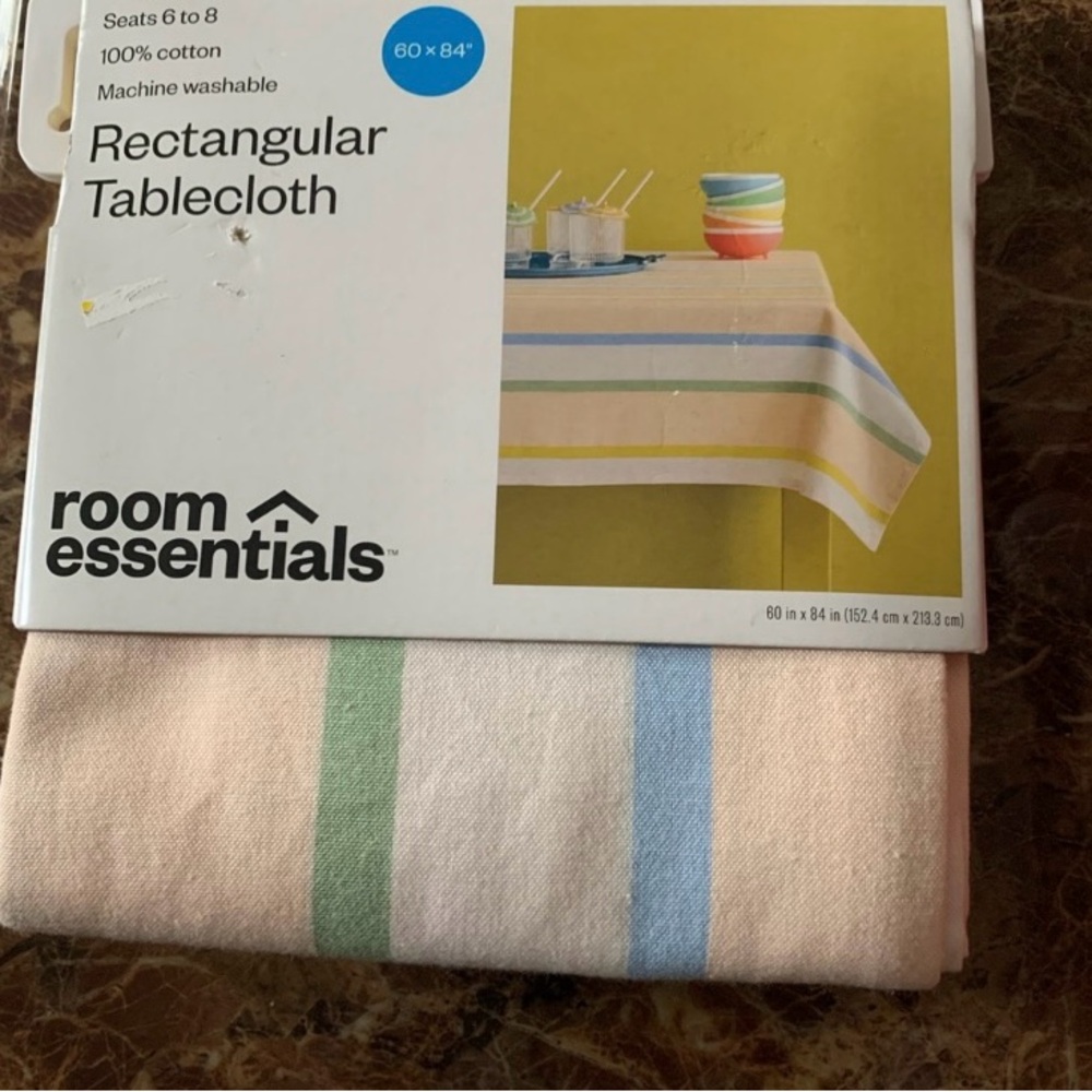 Room Essentials Pastel Striped Tablecloth - Picture 5 of 5